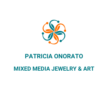 Jewelry and art created with a mix of materials, including polymer clay, beads, fibers, gemstones, metals