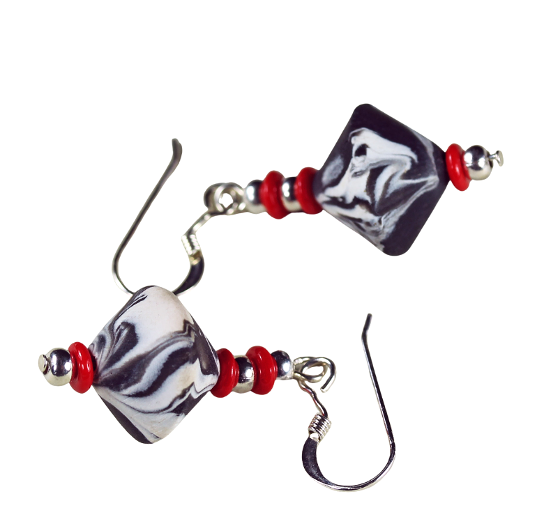 Marbled Bicone Drop Earrings