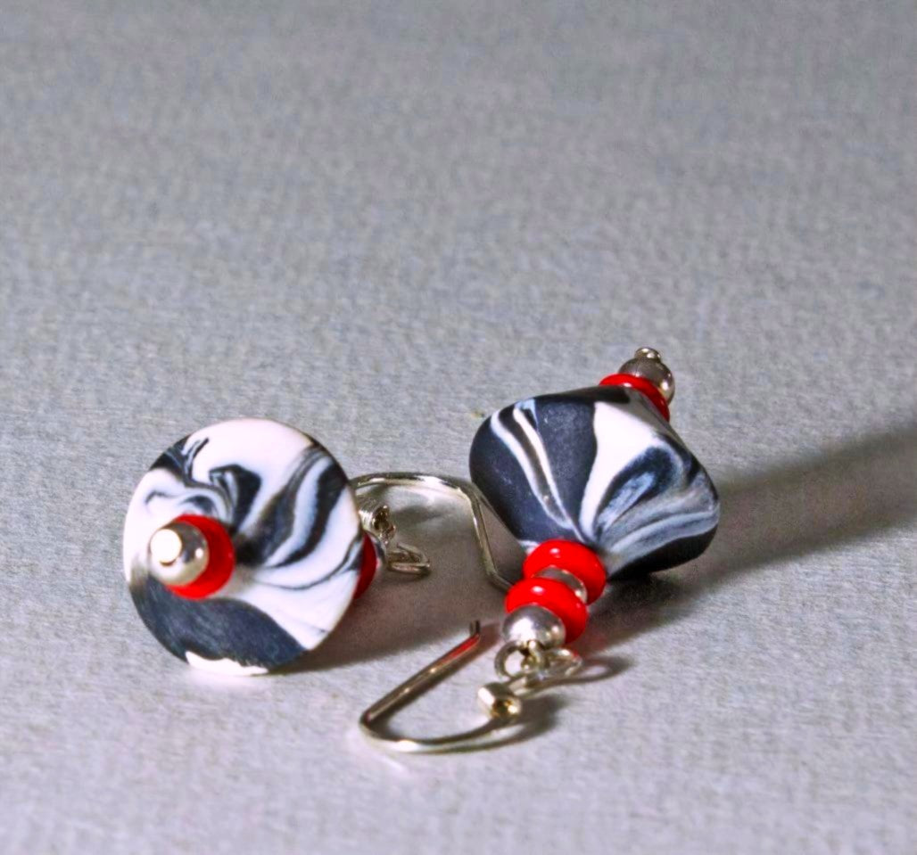Marbled Bicone Drop Earrings