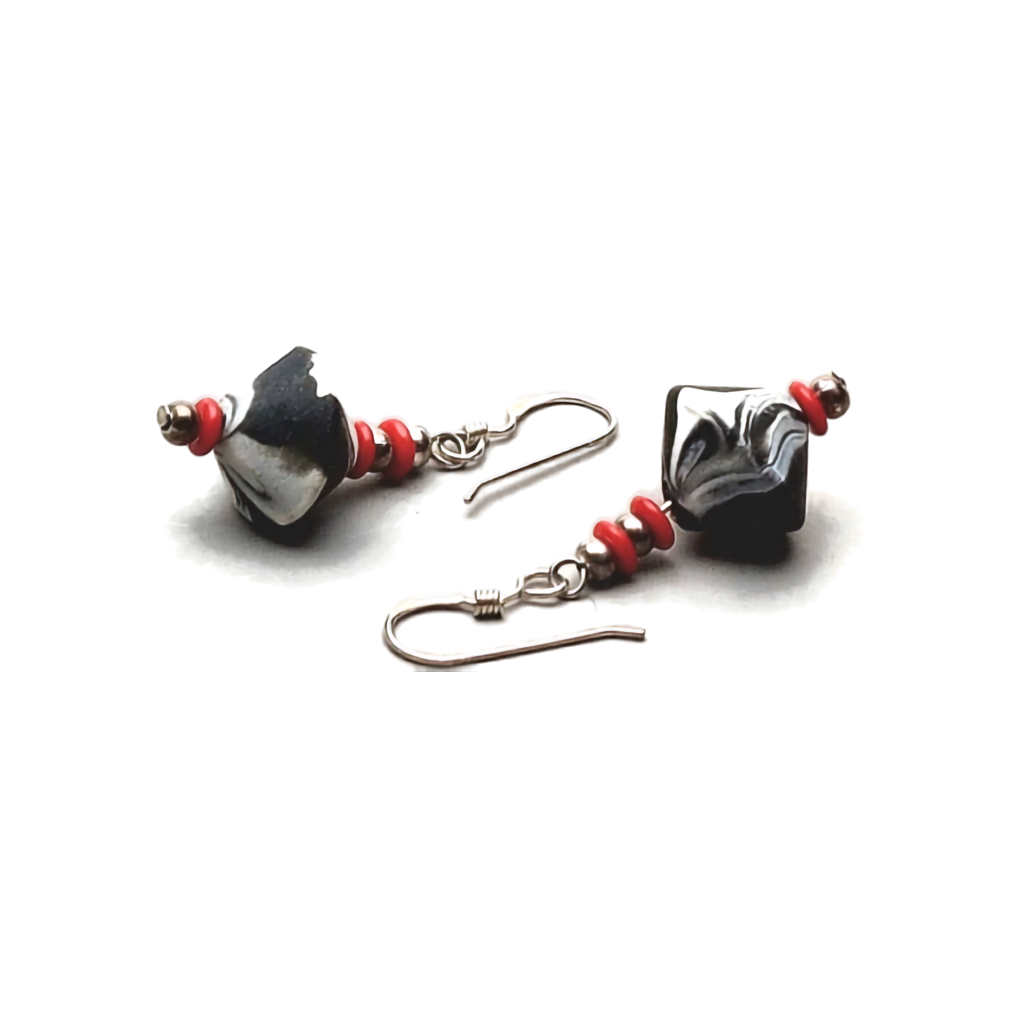 Marbled Bicone Drop Earrings
