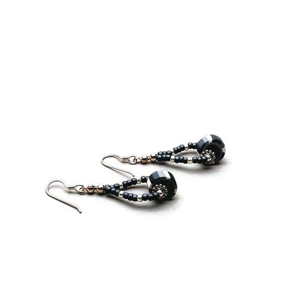 Striped Disk Earrings